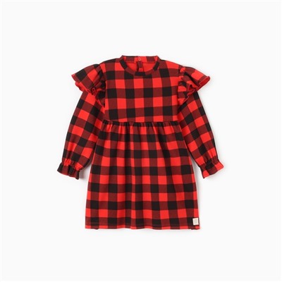 Платье детское с рюшами KAFTAN «Клеточка» размер 34 (122-128)