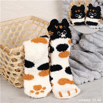 Носки женские флисовые р. 35-40 Лапки новогодний № 3 / MNZ-19/3 /721638