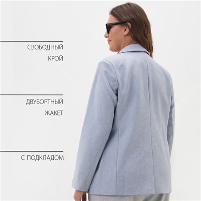 Пиджак женский двубортный MIST plus-size, размер 52, серый