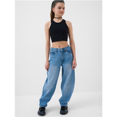 Брюки текстильные джинсовые для девочек