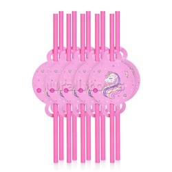 Набор посуды одноразовой "Очаровательный единорог" трубочки (10 шт.)