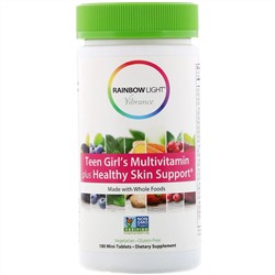 Rainbow Light, Vibrance, мультивитамины для девочек-подростков, способствуют здоровью кожи, 180 мини-таблеток
