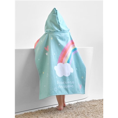 Полотенце - пончо детское махровое «Крошка Я. Единорог», 60×120 см, зелёное