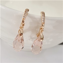 Серьги с кристаллом под Swarovski ювелирная бижутерия коллекция "Дубай", покрытие позолота, цвет: розовый, арт.414.479