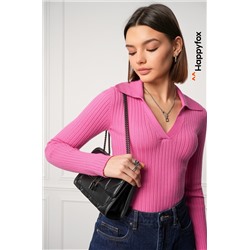 Женский джемпер лапша с воротником поло Happyfox