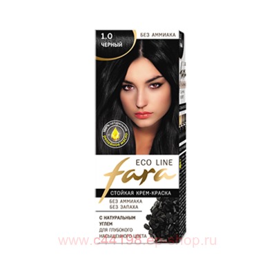 РК Fara Eco Line Стойкая крем-краска для волос тон 1.0 черный