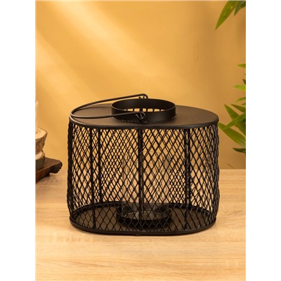 Подсвечник фонарь со стеклянной колбой, 19.5×23×15.5 см, d=10 см, металл, чёрный