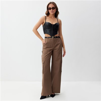 Брюки женские карго MIST Base, размер 46-48, коричневые