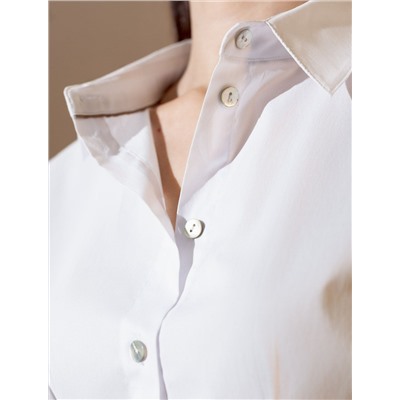 Блузка приталенного кроя с коротким рукавом из легкого хлопкового поплина c эластаном