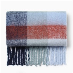 Шарф зимний объемный с кистями MINAKU, принт клетка, размер 210×38+18 см