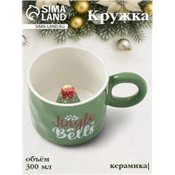 УЦЕНКА Кружка новогодняя «Ёлочка», 300 мл, 15×9.6×8 см, керамика, зелёная