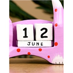 Календарь настольный «Кошка», 14×4×10 см, дерево, сиреневый