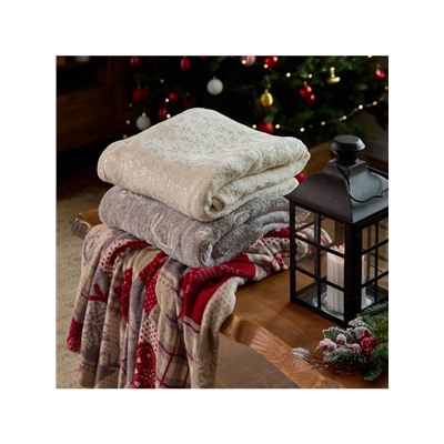 Плед «Этель. Серебряные снежинки», 150×200 см, корал-флис