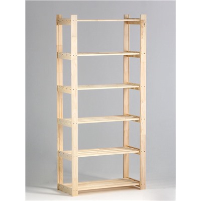Стеллаж деревянный, 6 полок, сосна, 170×74×37.5 см, усиленный