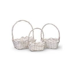 Корзина плетёная для хранения, лоза, прямоугольная, белая, набор 3 шт.