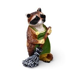 Садовая фигура из полистоуна «Енот с метлой», 26×24×38 см