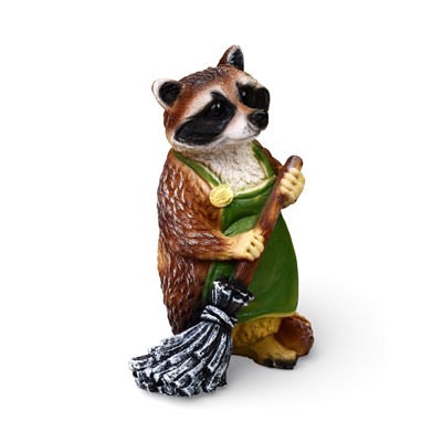 Садовая фигура из полистоуна «Енот с метлой», 26×24×38 см