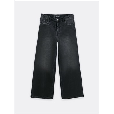 Актуальная коллекция CONTE CON-801 Чёрные джинсы wide leg с кокеткой