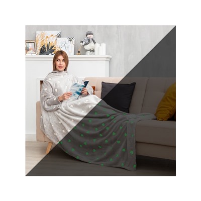 Плед с рукавами светящийся в темноте «Этель. Love», 150×200 см