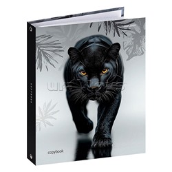 Тетрадь 80л. клетка "Грандиозная пантера - 2" на кольцах, глянцевая ламинац, лен