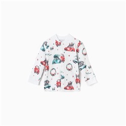 Кофточка детская MINAKU New Year's cars, рост 56-62 см, белая