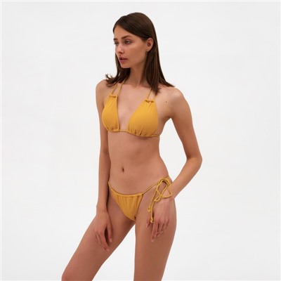 Купальник раздельный бикини с завязками женский MINAKU, горчичный, размер 48