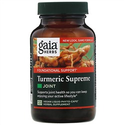 Gaia Herbs, Turmeric Supreme, суставы, 120 вегетерианских жидких фитокапсул