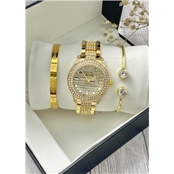 Подарочный набор для женщин часы, 2 браслета + коробка #22853321