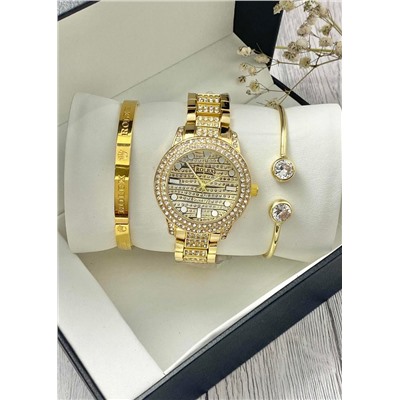 Подарочный набор для женщин часы, 2 браслета + коробка #22853321
