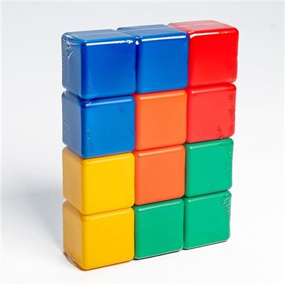 Кубики детские, пластиковые, цветные, 12 штук, 6 × 6 см