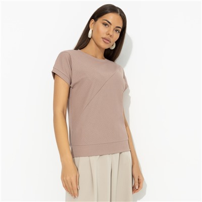 Футболка из эластичной ткани в рубчик, Искусство строить глазки (коричневый)