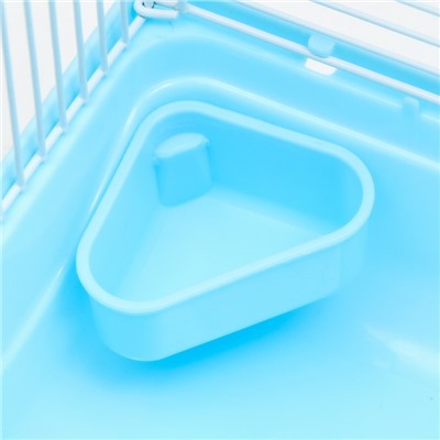 Клетка для грызунов «Пижон», 31×24×29 см, двухэтажная, с наполнением, пластик, металл, голубая