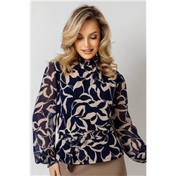 Блузка женская  3187/08/Синий, бежевый
