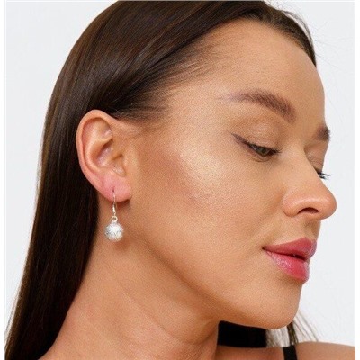 Серьги висячие с шариками, покрытие посеребрение, №013025, арт. 001.329