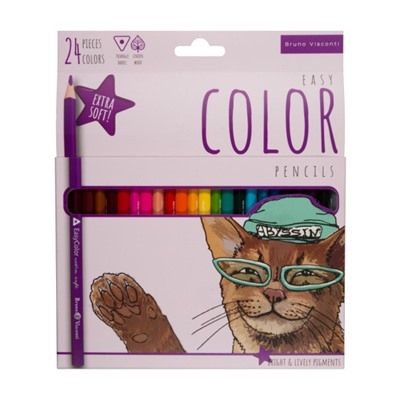 Карандаши 24цв "ЛЕГКИЙ ЦВЕТ/EASYCOLOR" 30-0032 Bruno Visconti