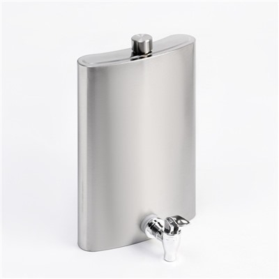 Фляжка Мастер К, 1.8 л, с краником, подарочная, армейская, 60 oz, нержавеющая сталь, серебристая