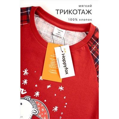 Новогодняя сорочка для девочки из хлопка Happyfox