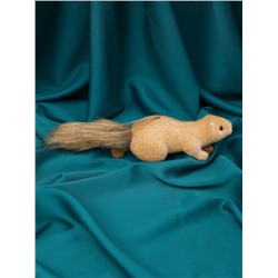 Ёлочная игрушка «Белка с шишкой» 4.5×20 см, бежевый
