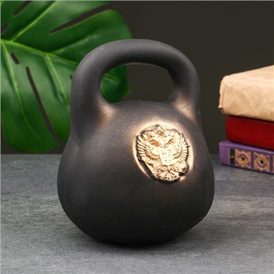 Копилка для денег «Гиря с гербом», гипс, чёрная, 14×14×19 см