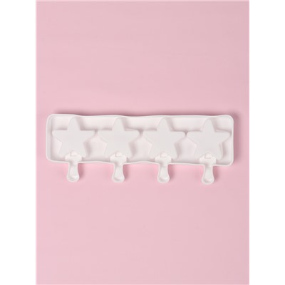 Форма для мороженого Доляна «Звезда», силикон, 28.5×10.5×2 см, 4 ячейки, белая