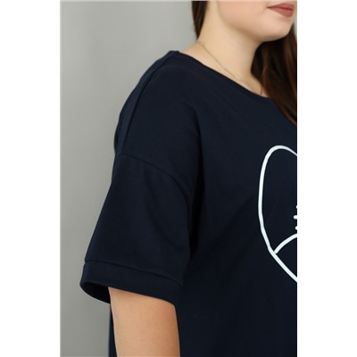 Футболка пижамная больших размеров (ФП-111 кошечка)