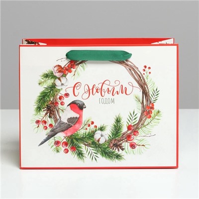 Пакет подарочный новогодний ламинированный «С Новым годом», MS 23×18×10 см