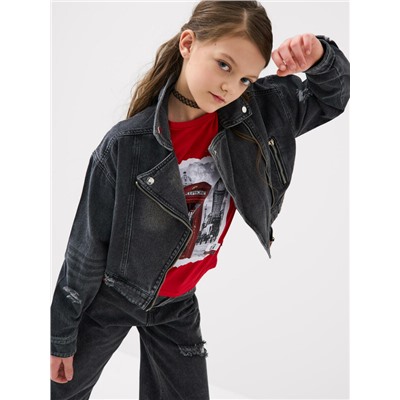 Куртка текстильная джинсовая для девочек