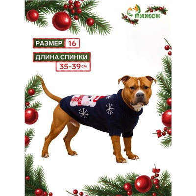 Свитер для животных, размер 16 (ДС 35-39, ОГ 38-50, ОШ 24-28 см), синий