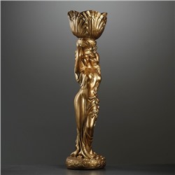 Фигура из гипса «Девушка с кашпо на голове», 21×21×80 см, 1.5 л, цвет бронза