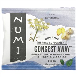 Numi Tea, Organic, Congest Away, Caffeine Free, 16 Non-GMO Tea Bags, 1.13 oz (32 g)