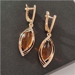 Серьги висячие янтарь, покрытие позолота, коллекция "Дубайское Золото", арт. 314.453