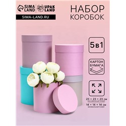 Набор круглых подарочных коробок 5 в 1 «Кварц» 23×23×23 - 14×14×14 см