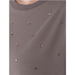 Футболка оверсайз с принтом стразами из премиального хлопка с эластаном