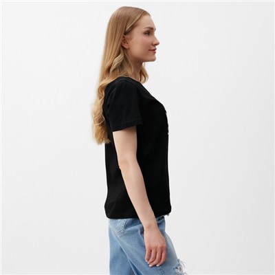 Футболка женская Let's go, чёрная, размер 44